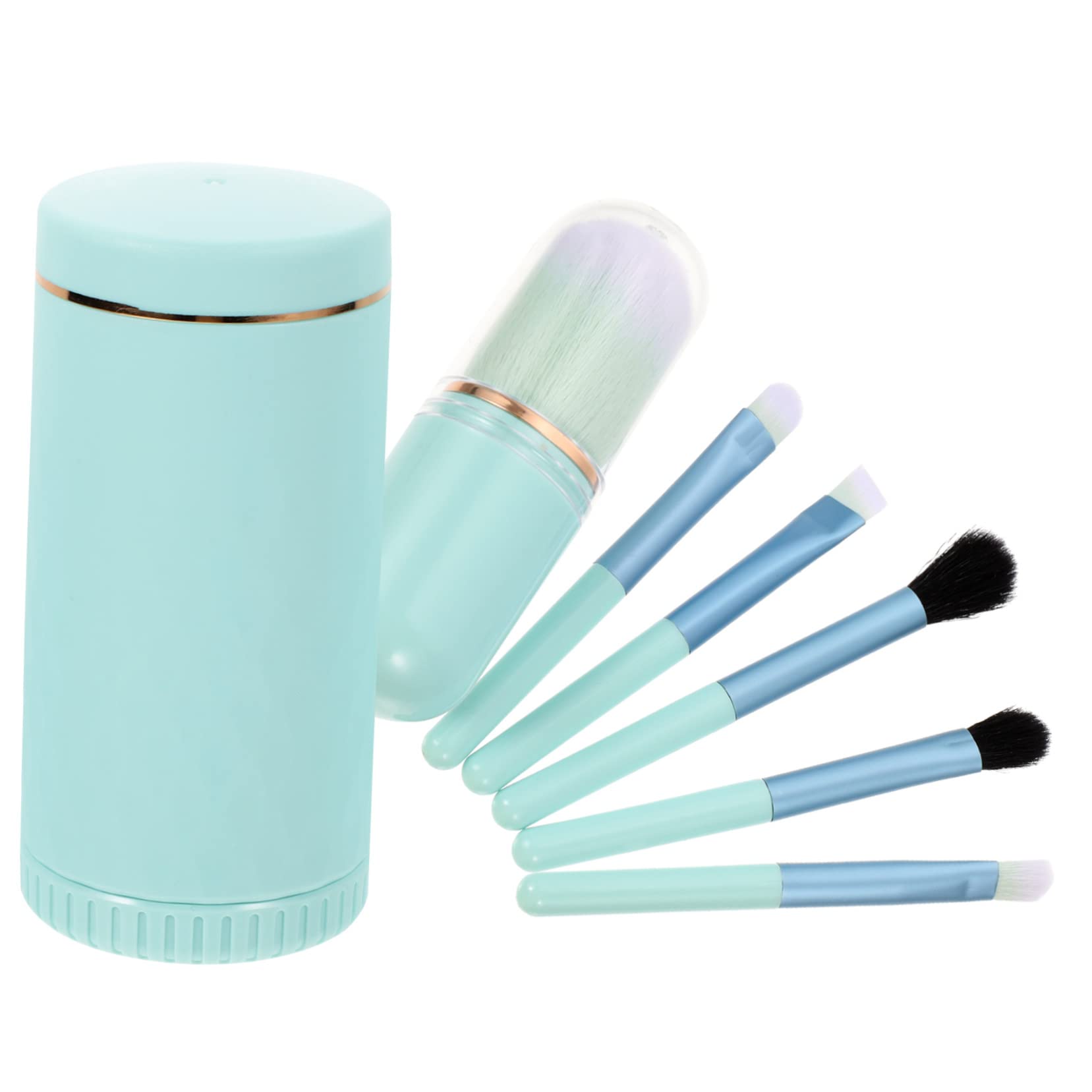 Healeved 5sätze Professionelle Makeup Pinsel Mit Blush-puder Tragbare Kosmetik Bürsten Für Makeup Kit Mit Spiegel Wasserblau Praktische Beauty Werkzeuge Für Reisen