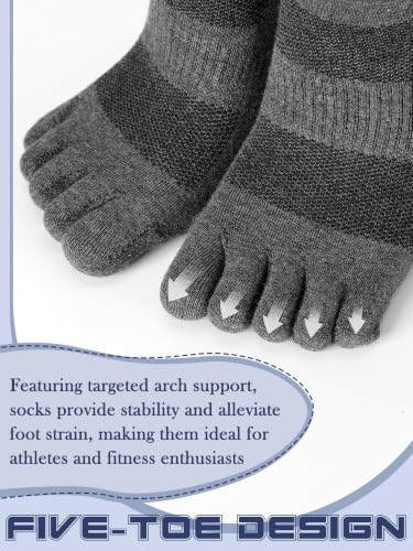 Image of Fourluoo 6 Pairs Women Cotton Athletic Toe Socks