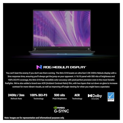 Image of ASUS ROG Strix G18 Gaming Laptop, Intel Ultra 9-275HX, 32 GB DDR5 RAM, 4 TB PCIe SSD, 18 inch 2.5K (2560x1600) 240Hz Nebula Display, N-vidia G-Force RTX 5070Ti, 4-Zone RGB Keyboard, W11 Pro, Eclipse Gray