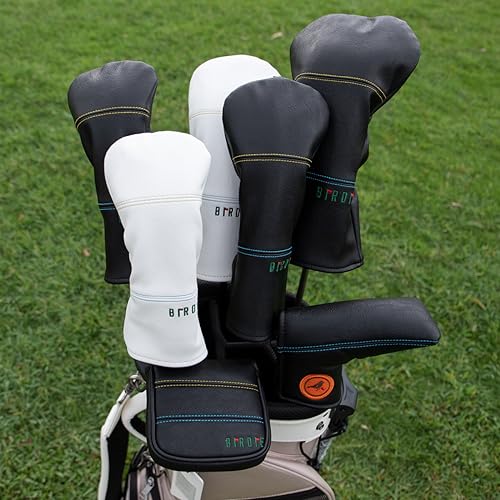 Golf Headcovers Golf Driver Fairway Hybrid Head Cover Golf Blade Mallet Putter Cover Birdie Design Premium Leather Waterproof Driver Fairway(FW) Wood Hybrid(UT) with Number Tags - Image 6