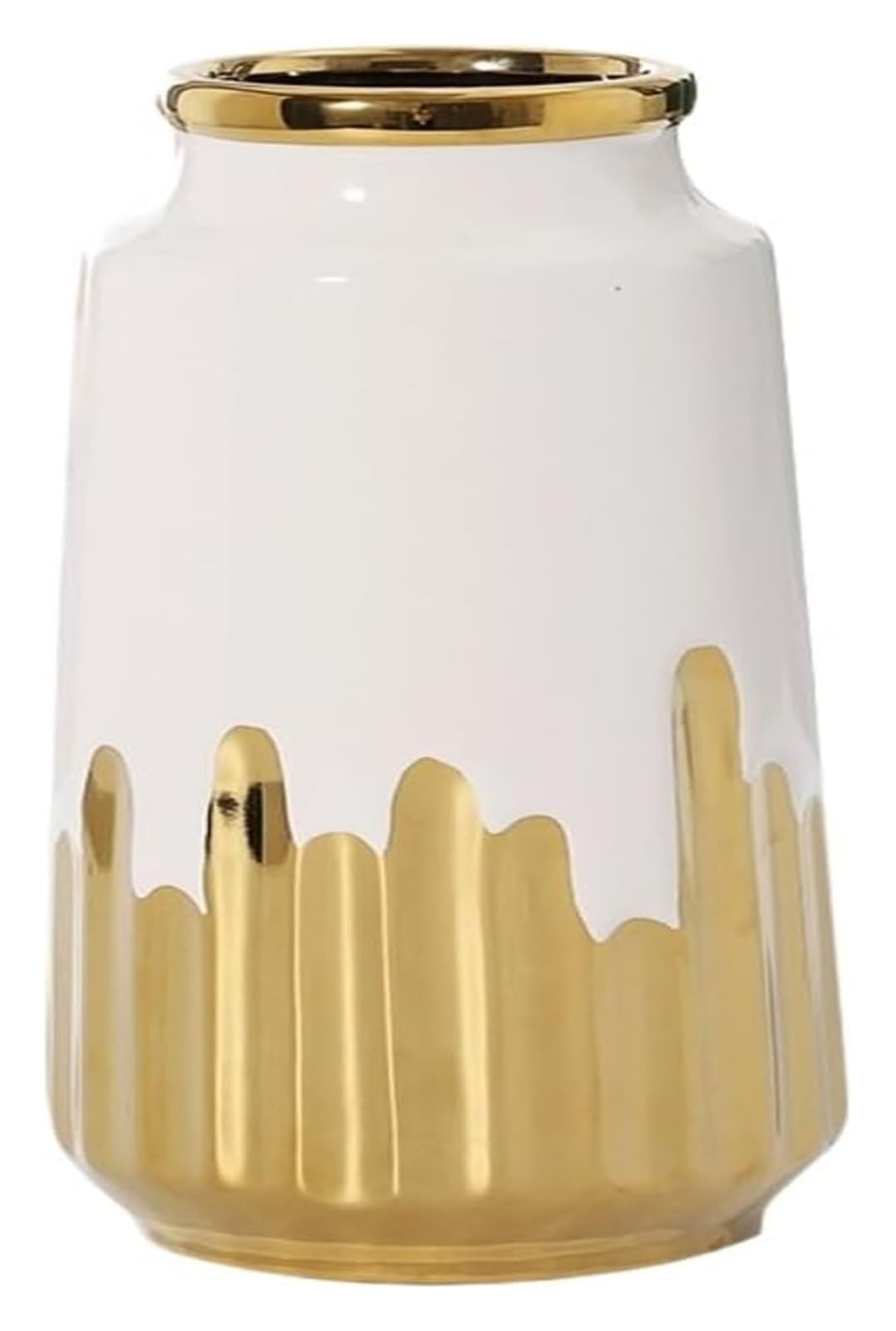 Bzgpmfud Blanc Vase Desktop Flower Glass Nordic Ins Ceramic White Electroplating Living Room Ornaments Creative Model Room Home Crafts Vase(L)-White-M(L)