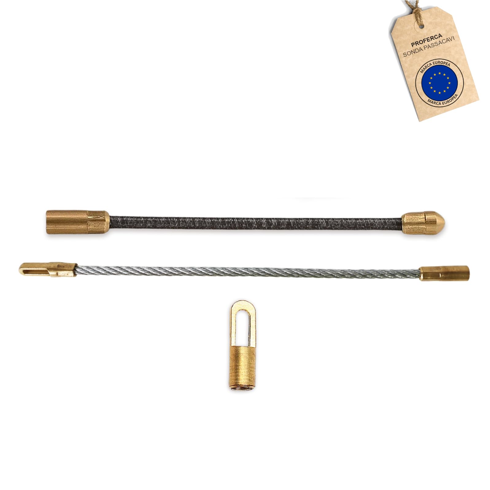 Kit di accessori di ricambio per sonda passacavi 3mm | 1 Occhiello tirante, 2 Testa flessibile | 3mm acciaio M4