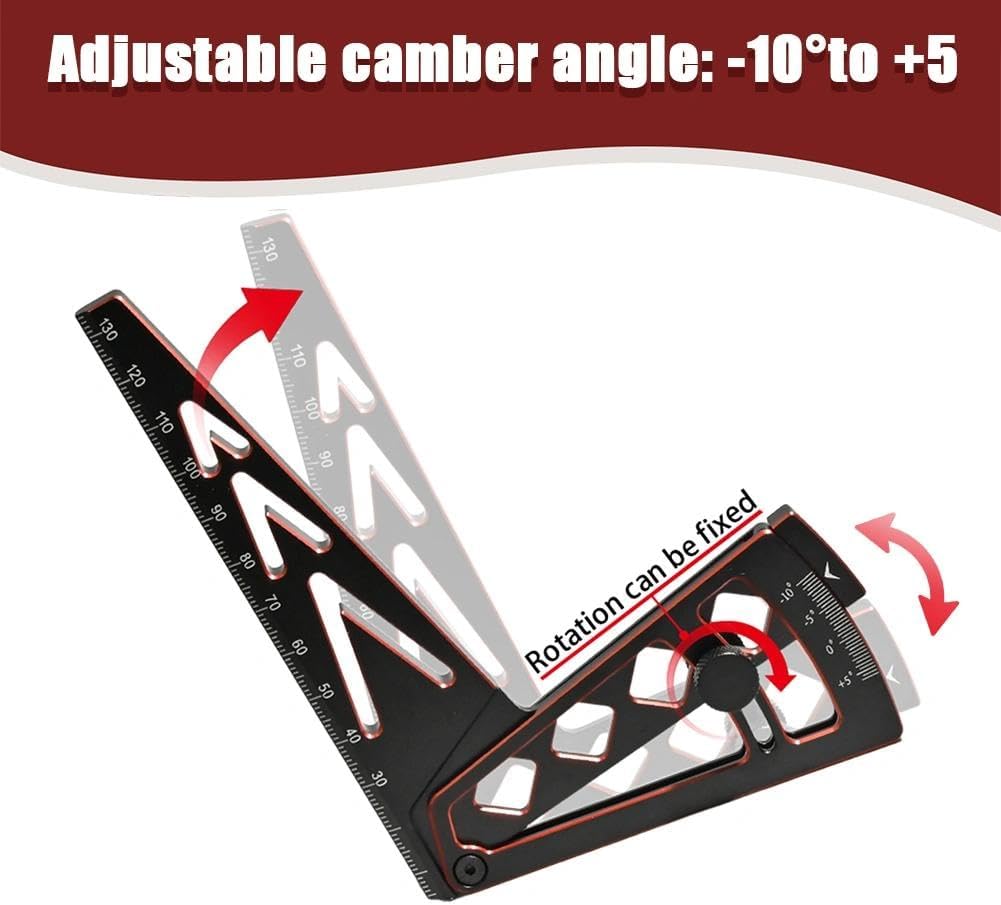 Ride Height Gauge RC Car Camber Gauge Adjustable RC Car Wheel Rim Measuring Tool Ruler, CNC-Machined Aluminum Alloy Height Camber for Traxxas Arrma Losi Axial HPI Redcat Racing 1/10 1/8 1/7 Scale Red