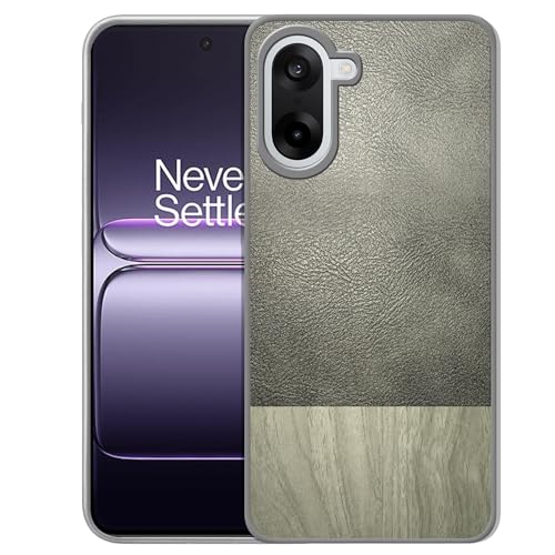 Image of amazon basics Luxury Leather and Wooden Texture OnePlus Nord CE5 5G Back Cover Case | Baby Skin Feel Full Camera Protection Case | Raised Edges | Side Soft TPU (Gray)
