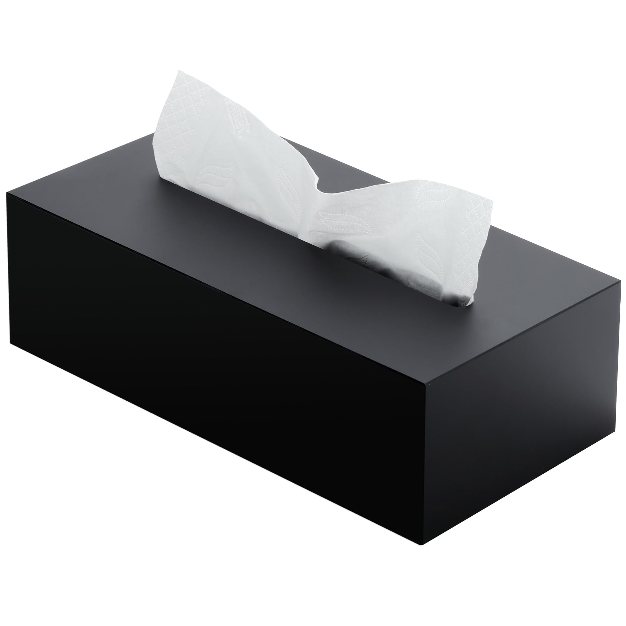 SANRUI Taschentuchbox aus Acryl mit Druckknopf-Unterseite, rechteckig, Serviettenspender, Organizer für Badezimmer, Küche und Büro, Schwarz (mattschwarz)