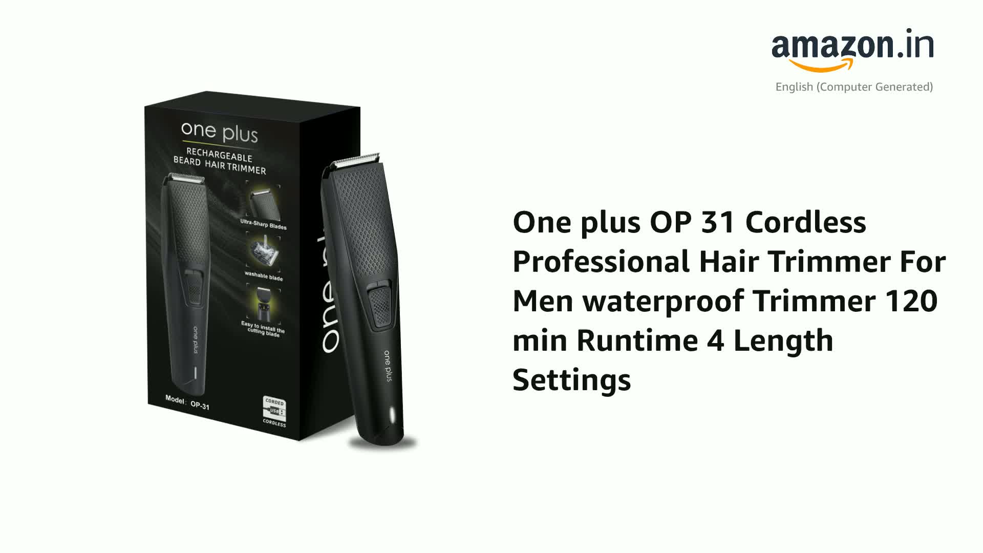 one plus OP 31 Cordless Professional Hair Trimmer For Men