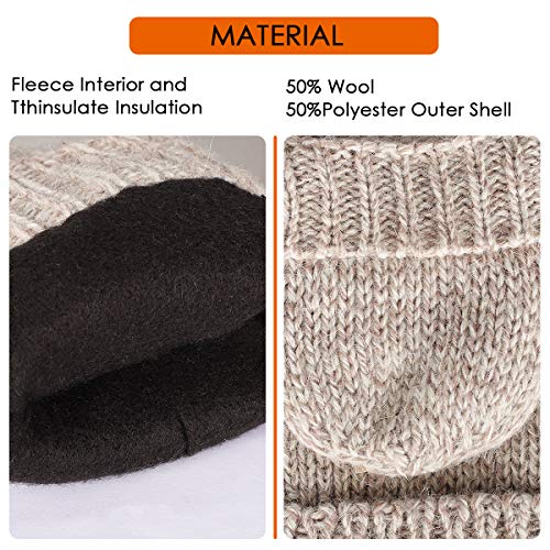 Thermal Insulation Fingerless Texting Wool Gloves for Women and Men Winter Warm Knitted Convertible Mittens Flap3