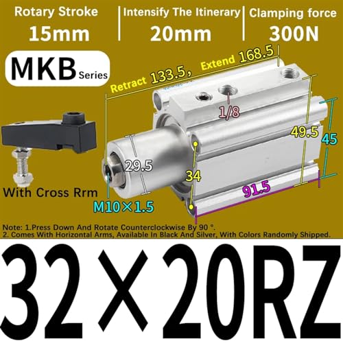 Cilindro neumático MKB con giro de 90 grados y sujeción precisa de 32 mm 2