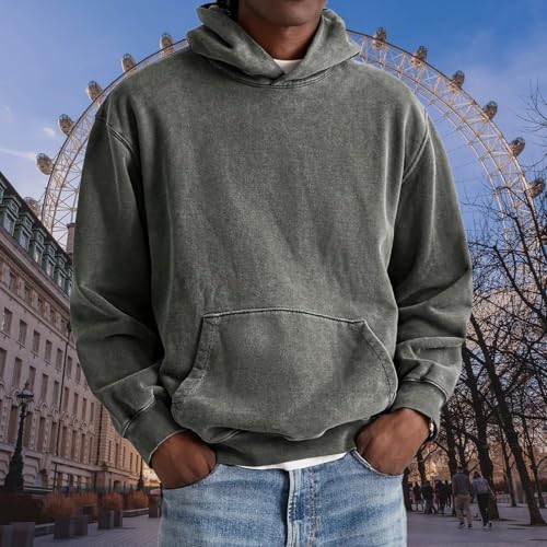 Acid Wash Hoodie Men Vintage Washed Hoodie Baggy Hooded Pullover Sweatshirts with Pockets Workout Streetwear4