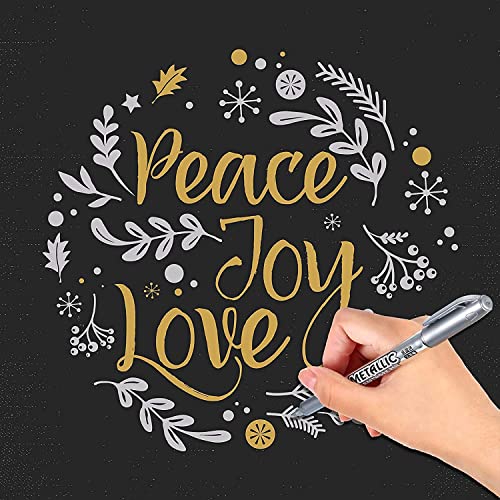 Image of 53ARTS Gold and Silver Metallic Fine Point Tip Marker Pens, Permanent Markers Suitable for Cards Writing Signature Lettering Painting Pens (4)