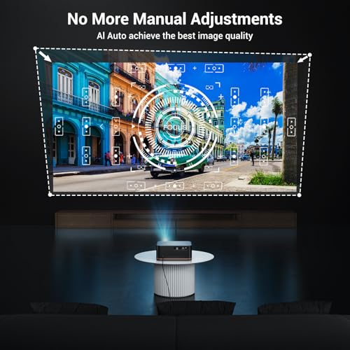 HAPPRUN 2000 ANSI 4K Full HD Projector with WiFi and Bluetooth, HAPPRUN Movie Home Theater with Auto Focus, 300'' Display for Indoor/Outdoor, Smart Proyector Compatible with Phone/TV Stick/PC/PS5 JQ820 の商品画像 2