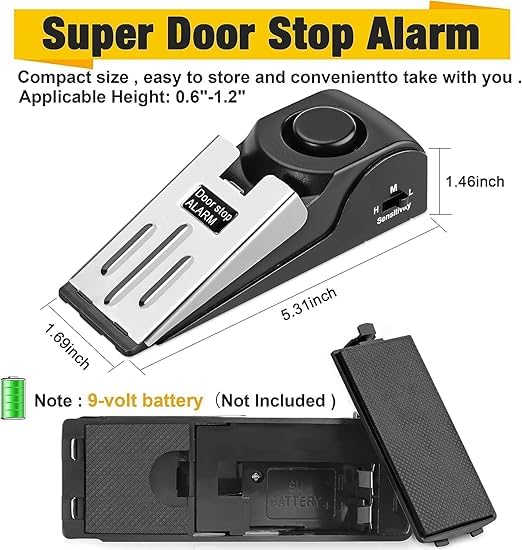 AP & ZP Upgraded Door Stopper Security Alarm, Portable 120dB Loud Entrance Alert Door Stop Alarm for Travel, Home, Apartment, and House 1
