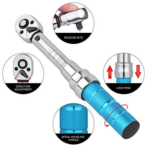 Cotouxker Bike Torque Wrench Set, 1/4 Inch Drive Torque Wrench 2 To 14 Nm Bicycle Tool Kit For Mtb Mountain Road Bikes With Allen Key, Torx Sockets, Extension Bar #TOP2