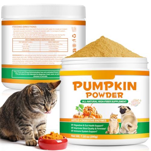 Pet Pumpkin Powder & Puree for Cats and Dogs - 100% Pure Natural Pumpkin Pet Food Additive Natural Digestive Supplement & High Fibre Toppe Add Water to Make Pumpkin Puree for Dogs