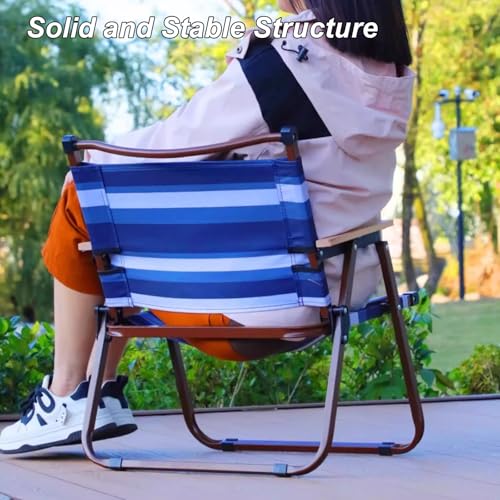 Chaise camping légère marron avec main courante en bois