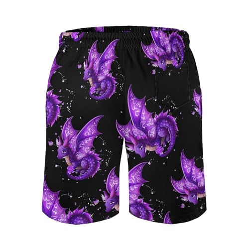 Dragon Magical Purple Men's Swim Trunks Lightweight Bathing Suit Board Shorts Hawaiian Beach Swimwear2