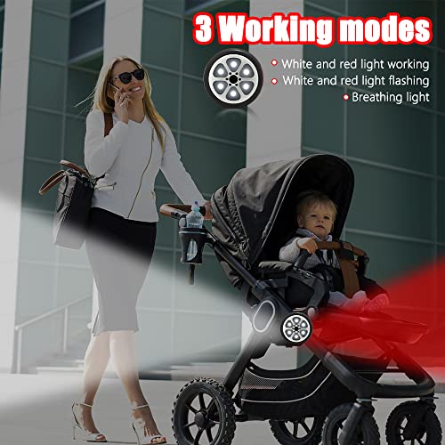 Jooheli Kinderwagen Licht, 2 Stück Kinderwagenlicht mit 3 Lichteffekten, Buggy Wasserdicht Blinklicht mit Klettverschluss und Akku, Kinderwagen Beleuchtung,Kinderwagen Zubehör
