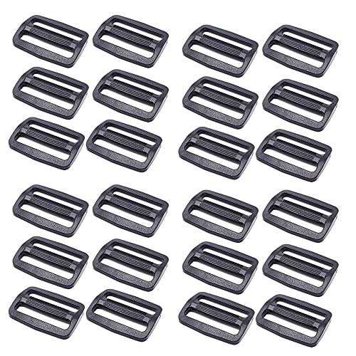 Yakamoz 100ピース プラスチックアジャスター リペアバックル 交換用 サイドリリースバックル ワンタッチ式 長方形 ラロック パックバックル ボタン調節可能 25mm 手芸 手作り 修理用アクセサリー ベルトアジャスター ハンドメイド