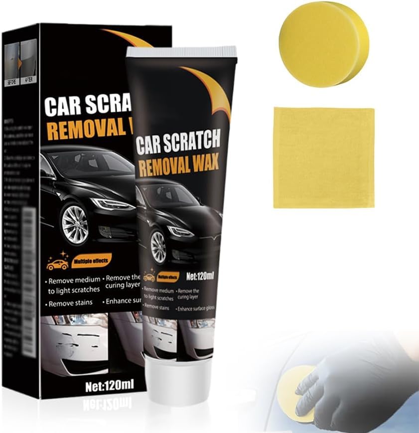 2026 Scratch Remover for Vehicles, Car Scratch Remover Wax, Car Scratch Repair Paste for Deep Scratches, Universal Car Scratch Removal Wax with Wipe and Sponge (1 set)