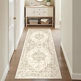 PureCozy Beige Tapis Vintage de Couloir 60x180 cm, Tapis Lavable en Machine avec Dos Antidérapant, Carpet à Poils Courts pour Couloir, Entrée, Cuisine, Corridor