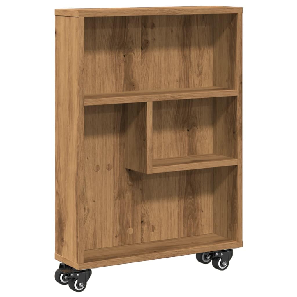 Aufbewahrungswagen Schmal Artisan-Eiche Multifunktionales Bücherregal für Aufbewahrung 48x13x68 Holzwerkstoff
