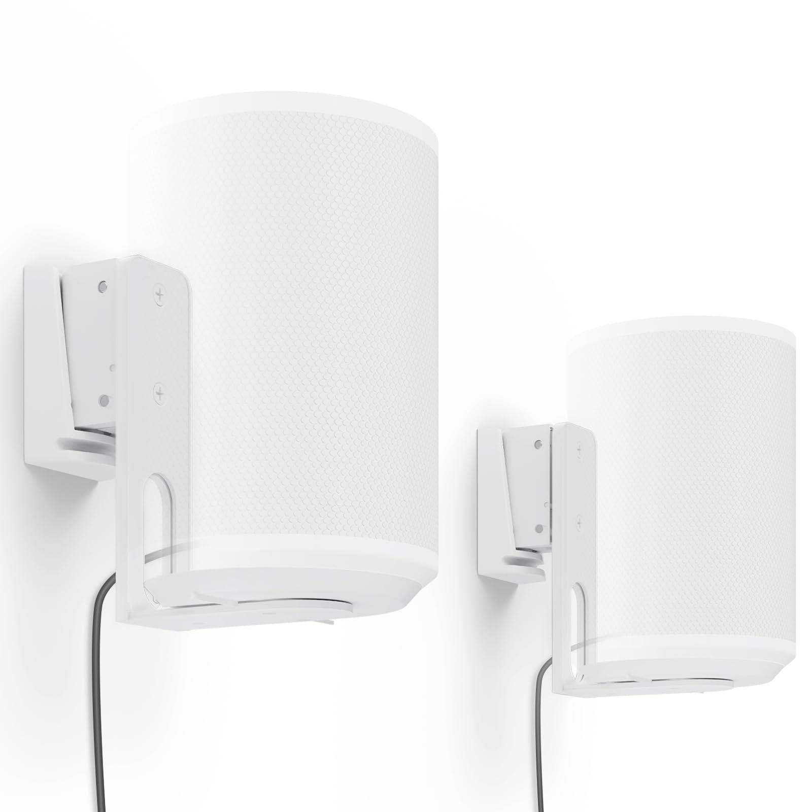 PUTORSEN Soporte de pared para altavoces Sonos Era 100, giratorio/inclinable/gestión de cables, soporte de pared para un mejor disfrute de audio, soporta hasta 3 kg (2 soportes, blanco)