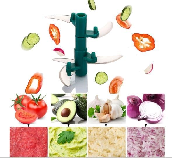 Image of 2 Pcs 2 in 1 Multipurpose Manual Vegetable, Dry Fruit and Onion Handy Chopper for Kitchen use and Quick Cutter with 3 Stainless Steel Blade, 1000ml