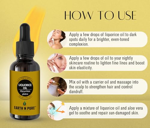 Image of Earth N Pure Liquorice (Licorice) Oil for Skin Nourishment and Body Care | 250 ML