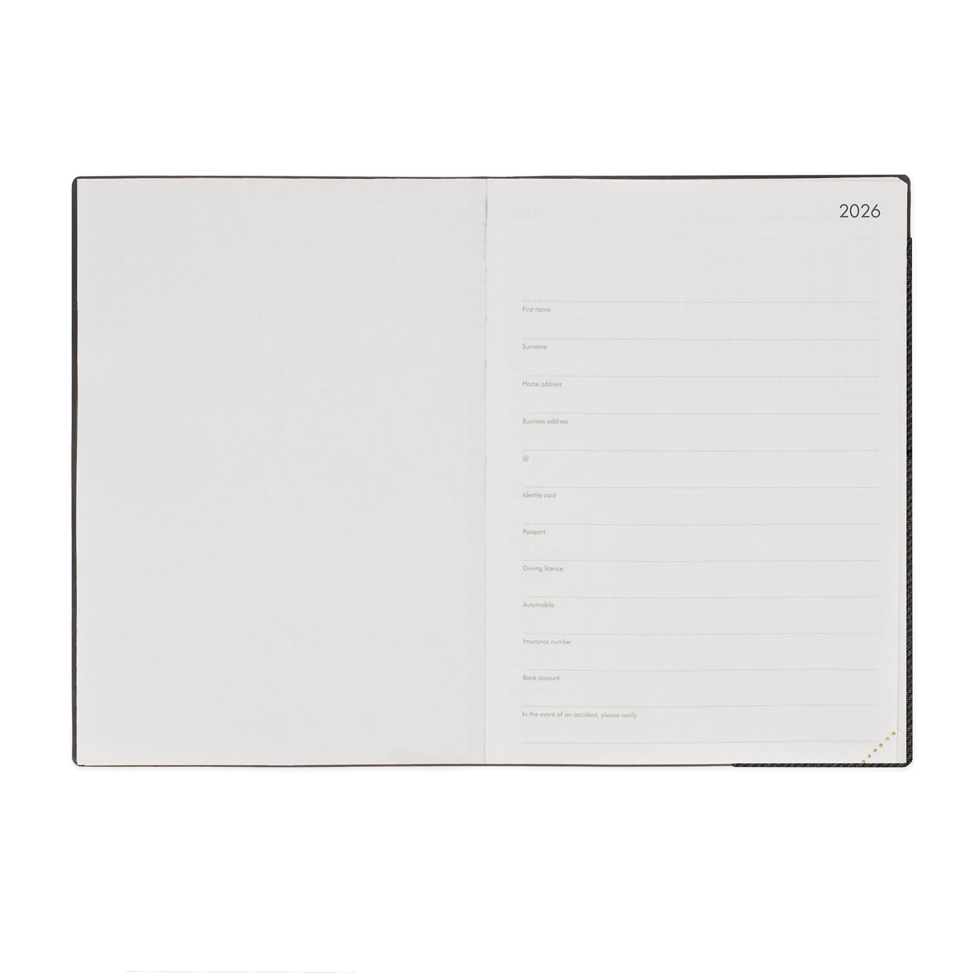 Legami Grand agenda journalier 2026 Deep Graphite 12 mois large fermeture élastique papier FSC certifié 17 x 24 cm