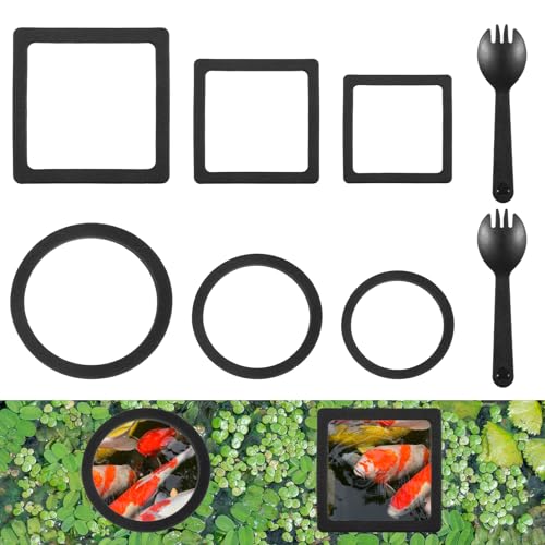 Aphumedc 6PCS Aquarium Floating Plant Corral Black EVA Fish Feeding Ring Set Fish Tank Accessories for Mini Betta Tank Floating Plants Holder|Feeder|Corral(3 Round + 3 Square)