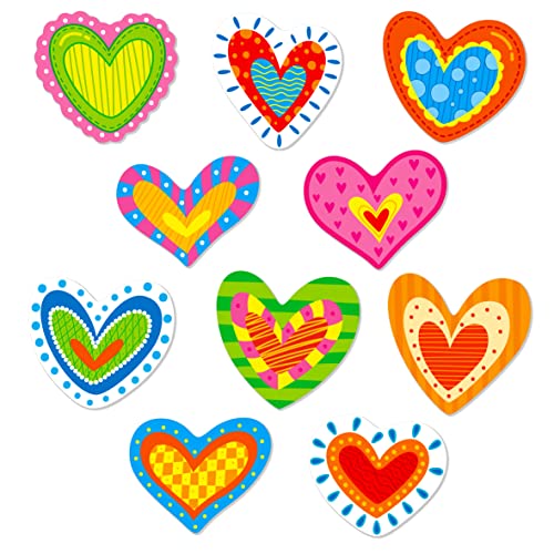 50 Pcs Colorful Heart Cutouts, Double-Sided Printing Heart Accents Cut-Outs Bulletin Board Classroom Decoration In 10 Designs Valentines Decoration Party Supplies For Kids Teacher Student #TOP1