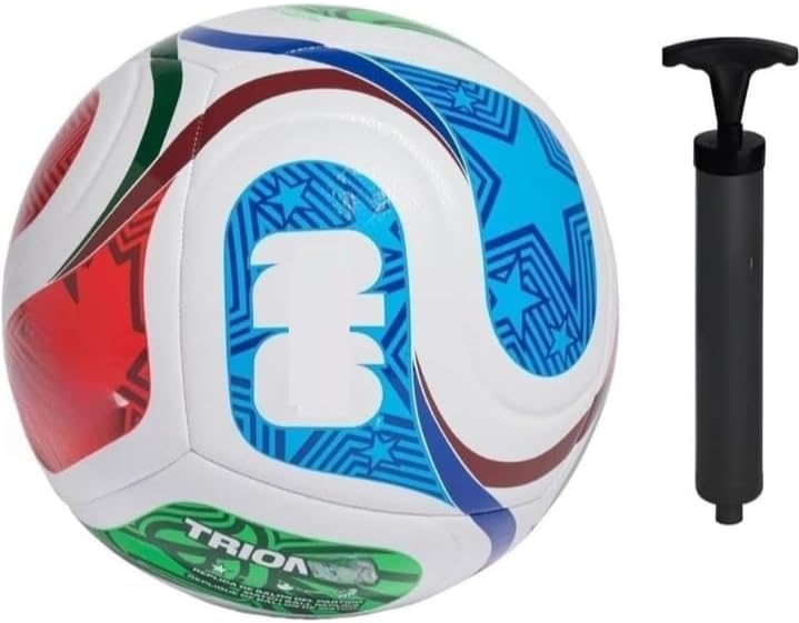 MS 10 Professional Size 5 Soccer Ball – 32 Panel Hand-Stitched Football, Official Weight Training & Match Ball with Pump and Needle (Qatar Blue)