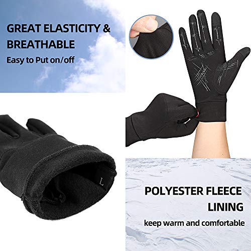 Aisprts Cycling Gloves, Full Finger Winter Thermal Touch Screen Warm Windproof Waterproof Gloves for Men and Women (Deep Black, L) - Thumbnail 5