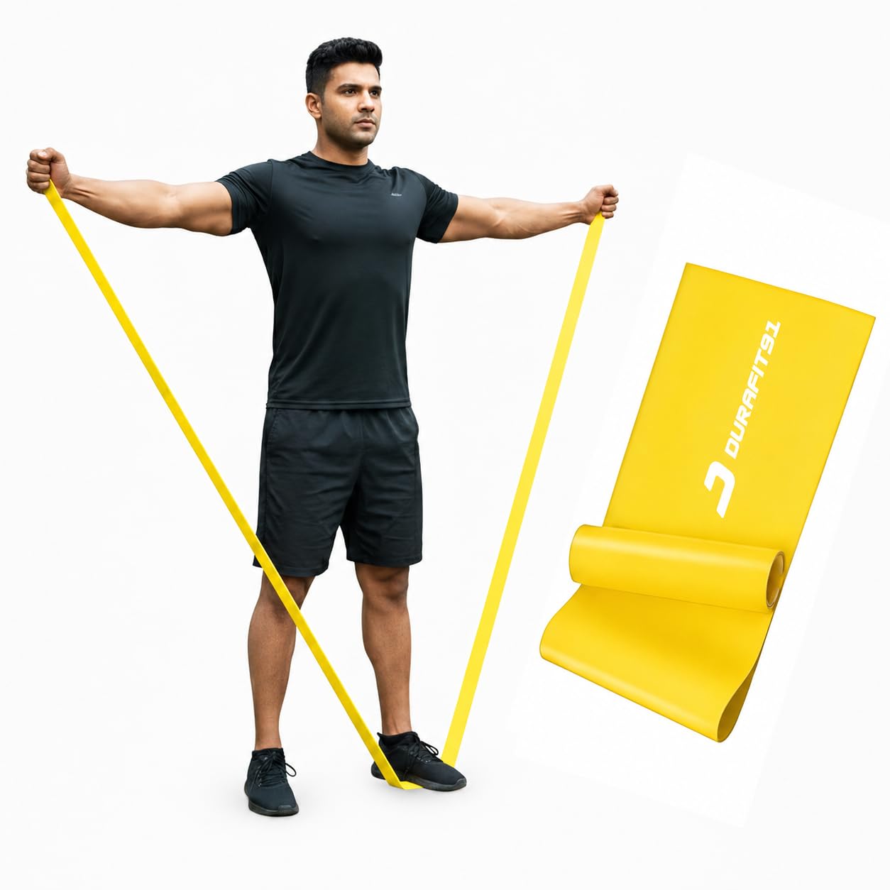 Durafit91™ Resistance Bands Set of 1(Medium Yellow), Exercise Thera Band for Men & Women, Natural Latex Stretch Band for Yoga, Pilates, Strength Training, Home Workout, Gym Fitness, Physical Therapy-image-26