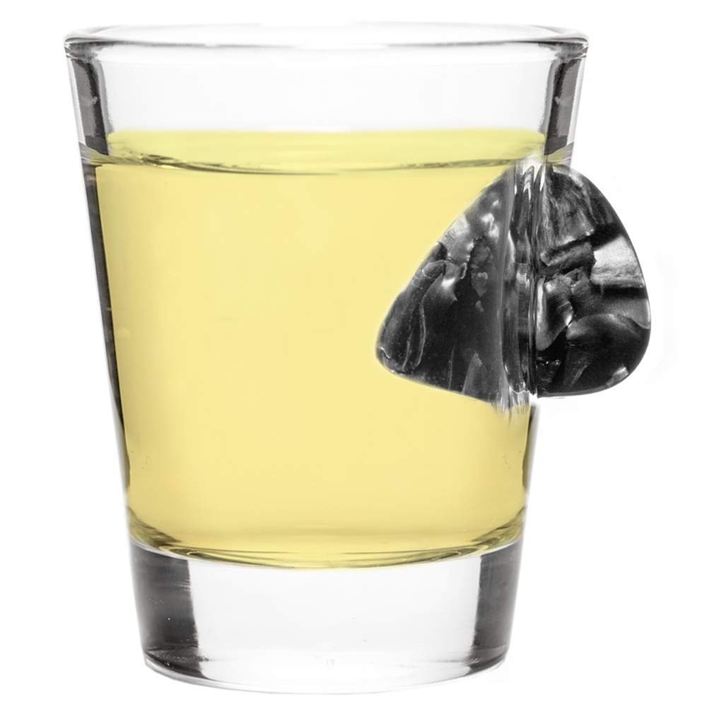 The Original Shot Glass Embedded with a Real Guitar Pick - Grey