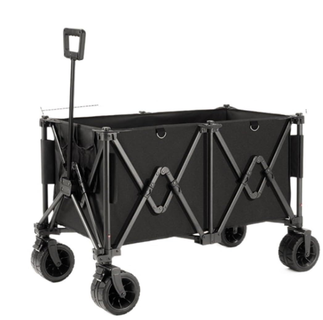 Folding Trolley Cart Outdoor Camping Trolley Portable Handcart with Brake, Garden Utility Truck Cart Wagon