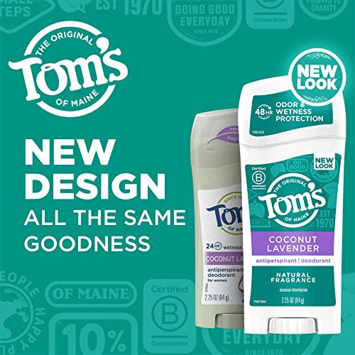 Tom's Of Maine Antiperspirant Deodorant For Women, Coconut Lavender, 2.25 Oz. Pack Of 3 (Packaging May Vary) #TOP1