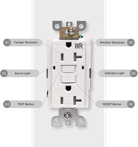Miniatura 9 de GFCI - Receptáculo de salida de 15 amperios  Certificado UL GFCI, reemplazo resistente a la intemperie, resistente a manipulaciones, tomas dúplex