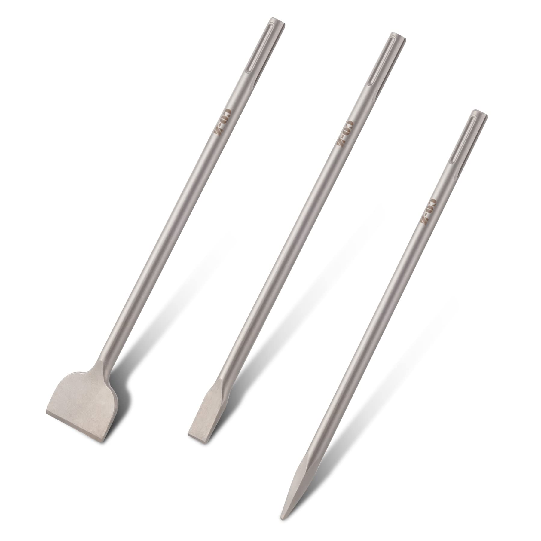 ZELCANChisel Set with SDS Max Shanks, 3pc Masonry Concrete Drill Bit Set, 18" Flat Point Scaling Chisels 40Cr Steel SDS Max Bits Rotary Hammer Drill Home Improvement Tool Kit for Brick Stone Concrete