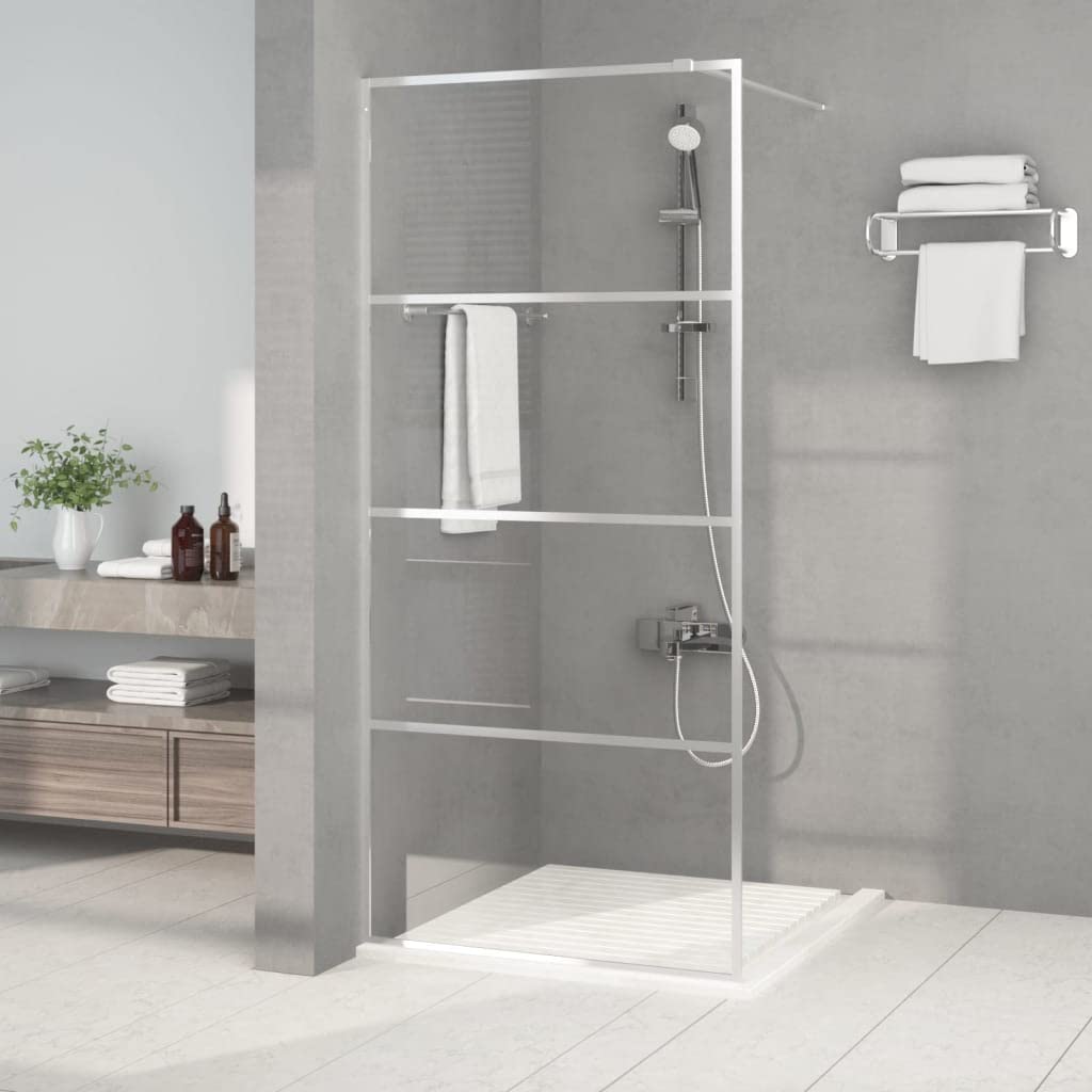 Mampara de ducha de cristal templado de color plateado, 90 x 195 cm, 5 mm, 4 paneles, perfil ajustable con protección contra salpicaduras, para caminar en la ducha en el baño
