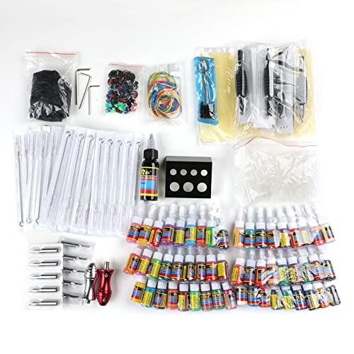 Solong Tattoo TK453 Complete Tattoo Kit 4 Pro Machine Guns 54 Inks Power Supply Foot Pedal Needles Grips Tips Carry Case Tk453-Us thumb #3