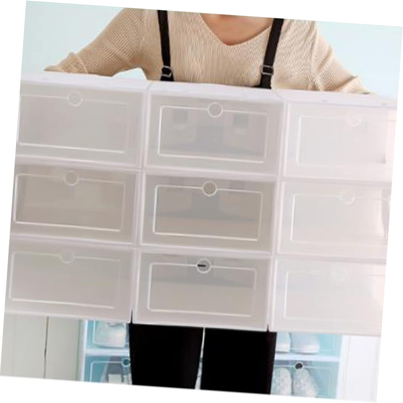 Amosfun 12 Cajas contenedores de Almacenamiento de Zapatos zapateros apilables cajón contenedor de Zapatos Ropa Caja de almacenaje Caja de Zapatos casa de molusco