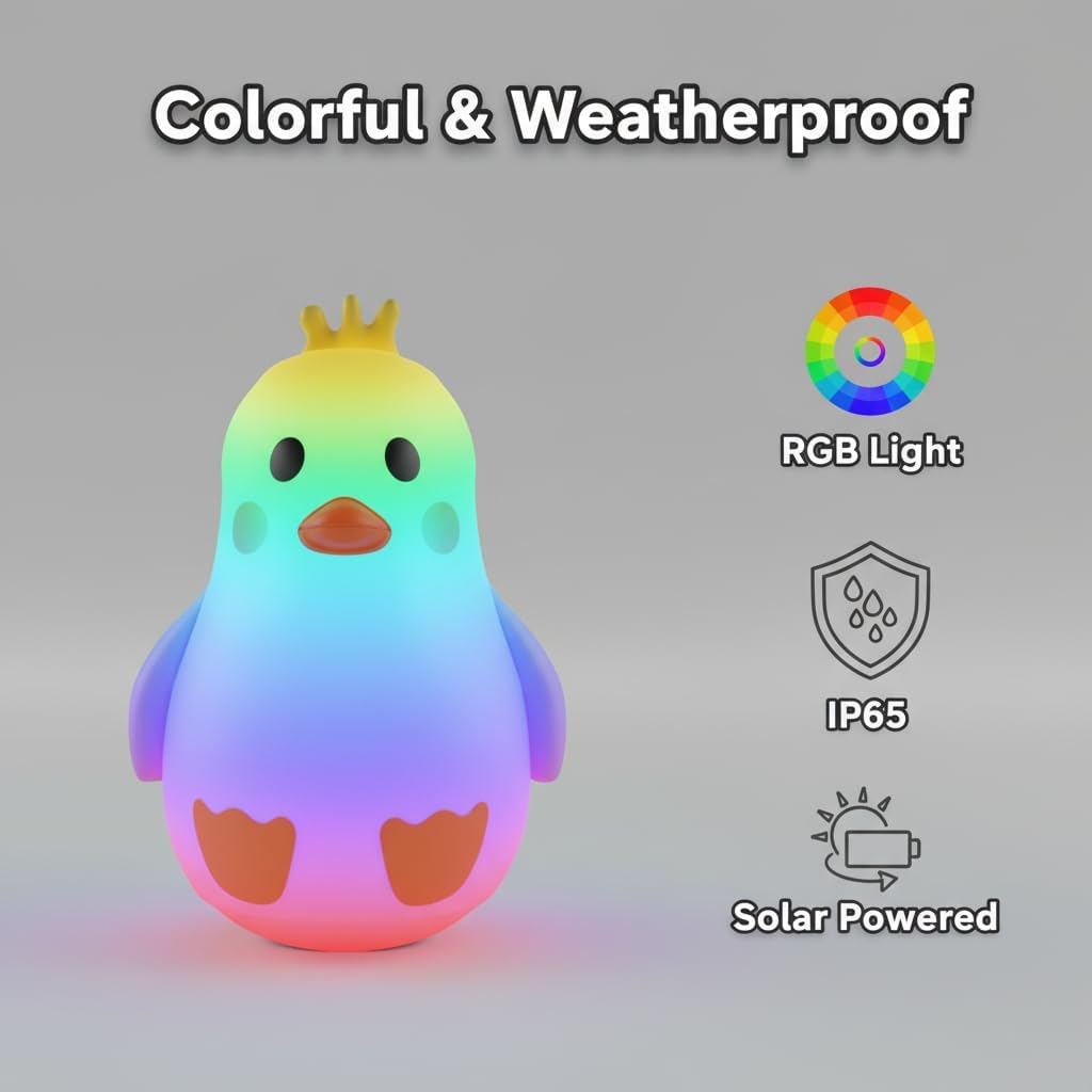 Solar Penguin Light, Rechargeable Globe Color Changing Solar Globe Lamp IP65 Waterproof Outdoor Garden RGB Warm White/White Orb Light for Patio Pool Yard Bar Party Decorative Lightin