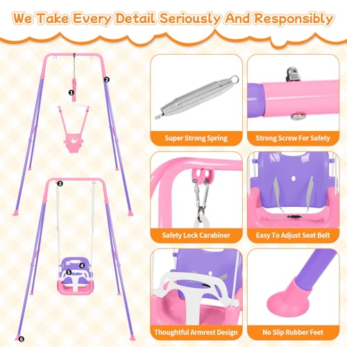 Image of 4-in-1 Toddler Swing Set & Baby Jumper and Bouncer for Toddlers | Foldable Baby Swing Stand for Outdoor /Indoor Play, Easy to Assemble and Store for Ages 6 Months to 10 Years Old