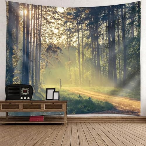 Tapisserie murale paysage naturel vert 150x150 cm pour decoration salon
