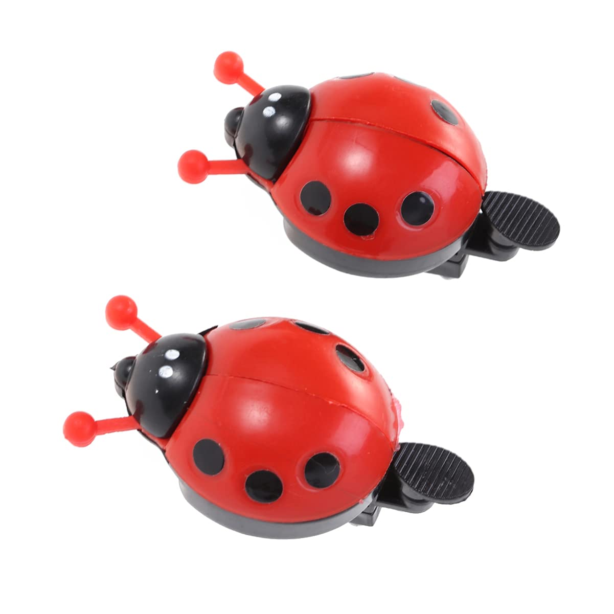 BRIGHTFUFU 2pcs Bike Ladybug Cute Handlebar Ring Sound Horn Alarm for Cycling Fashionable for Alerting Pedestrians with Tone Red