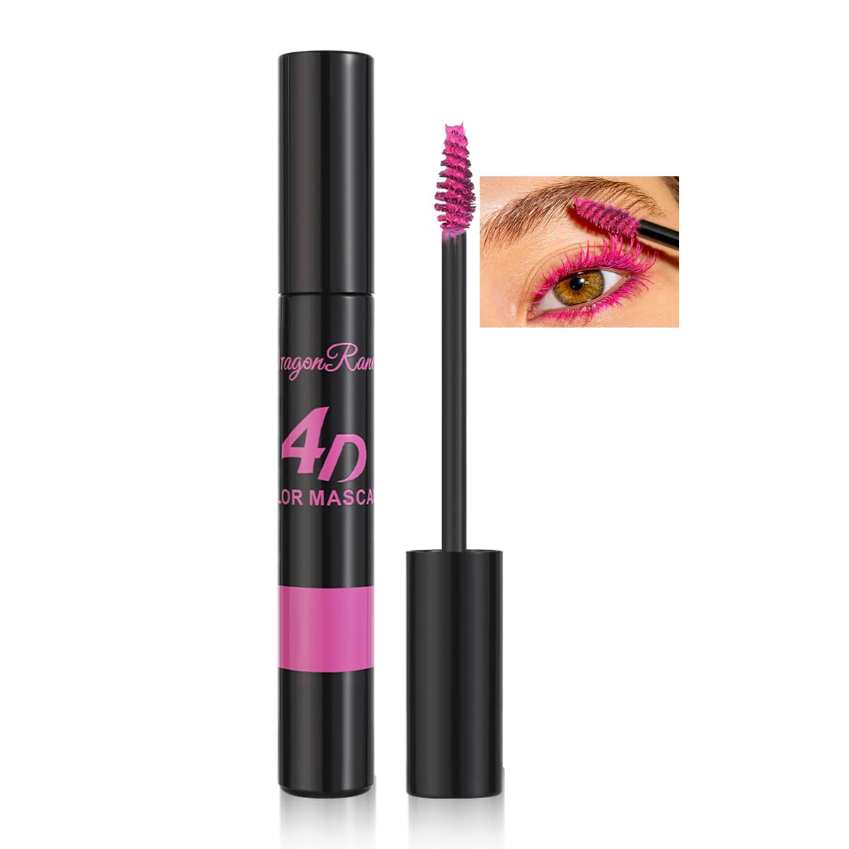 MIESCHER Rose red 4D Colored Waterproof Mascara For Curling Eyelashes, Long Lasting Quick Dry Volumizing & Lengthening Mascara, Liquid Mascara Eye Makeup for Women, Lightweight Feel, Fast-Drying, 02