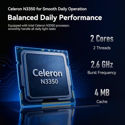Image of 14 inch HD Laptop, Intel Celeron N3350 (Up to 2.4GHz), 8GB DDR4 RAM, 256GB SSD, Windows 10 Pro, Lightweight Notebook for Home, School, Business, WiFi, Bluetooth, HDMI, USB 3.0 (N3350-8+256)