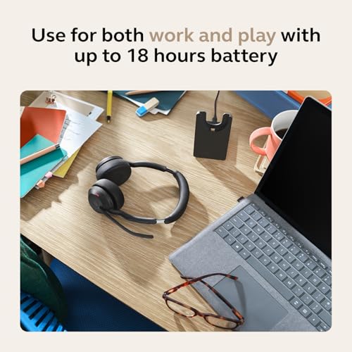 Jabra Evolve2 55 Stereo Wireless Headset - Features AirComfort Technology, Noise-Cancelling Mics & Active Noise Cancellation - MS Teams Certified, Works with Other Platforms - Black - image 6