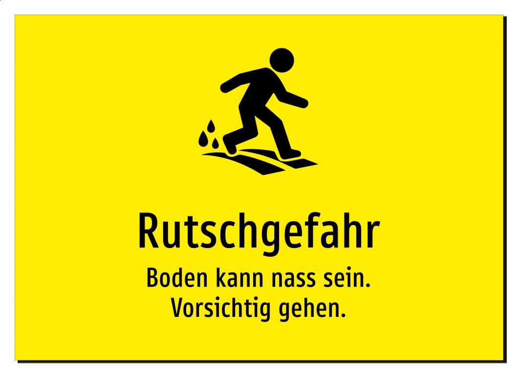 36845-DE-S-09 | Rutschgefahr - Boden kann nass sein. Vorsichtig gehen | Aluminiumschild A2, 594 x 420mm | mit Symbolgrafik und Text